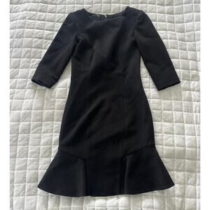 JAY AHR Womens Dress Black Knee Length Flare Hem Wool Blend Minimalist Chic XS